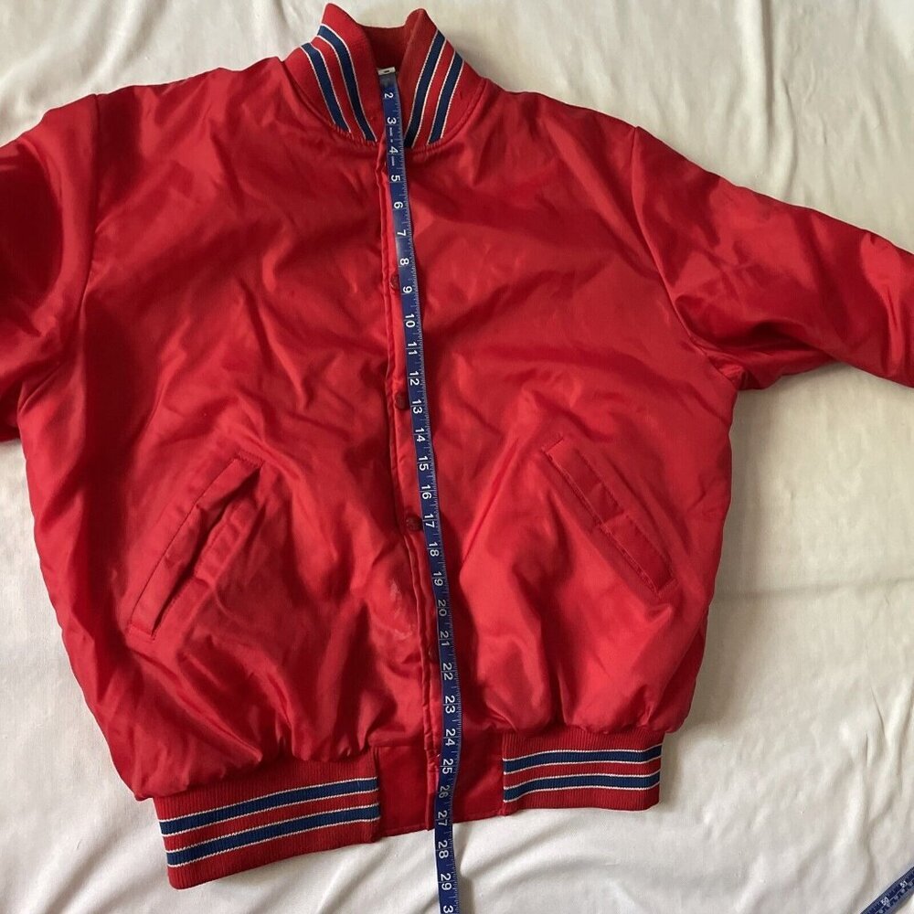 Rockabilly Windbreaker Snap Jacket Size L Men USA 1980s Warm Red Distressed